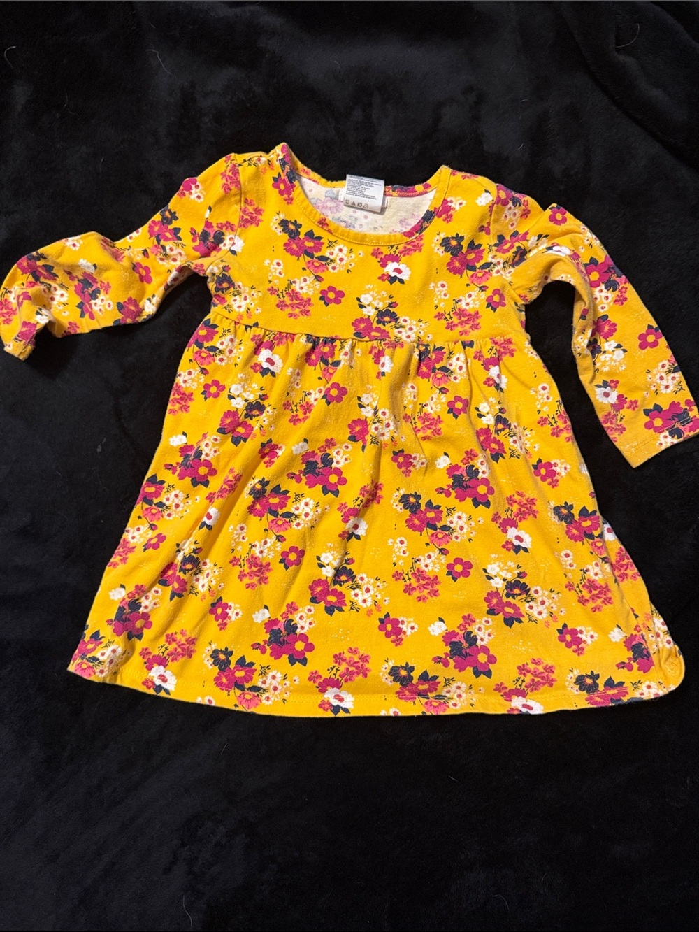 Girls' Floral Long-Sleeve Yellow Dress